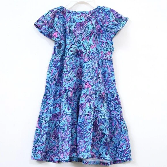 Lilly Pulitzer Girls Mini Kawai Dress Breakwater Blue Cotton S 4-5 YRS 281165